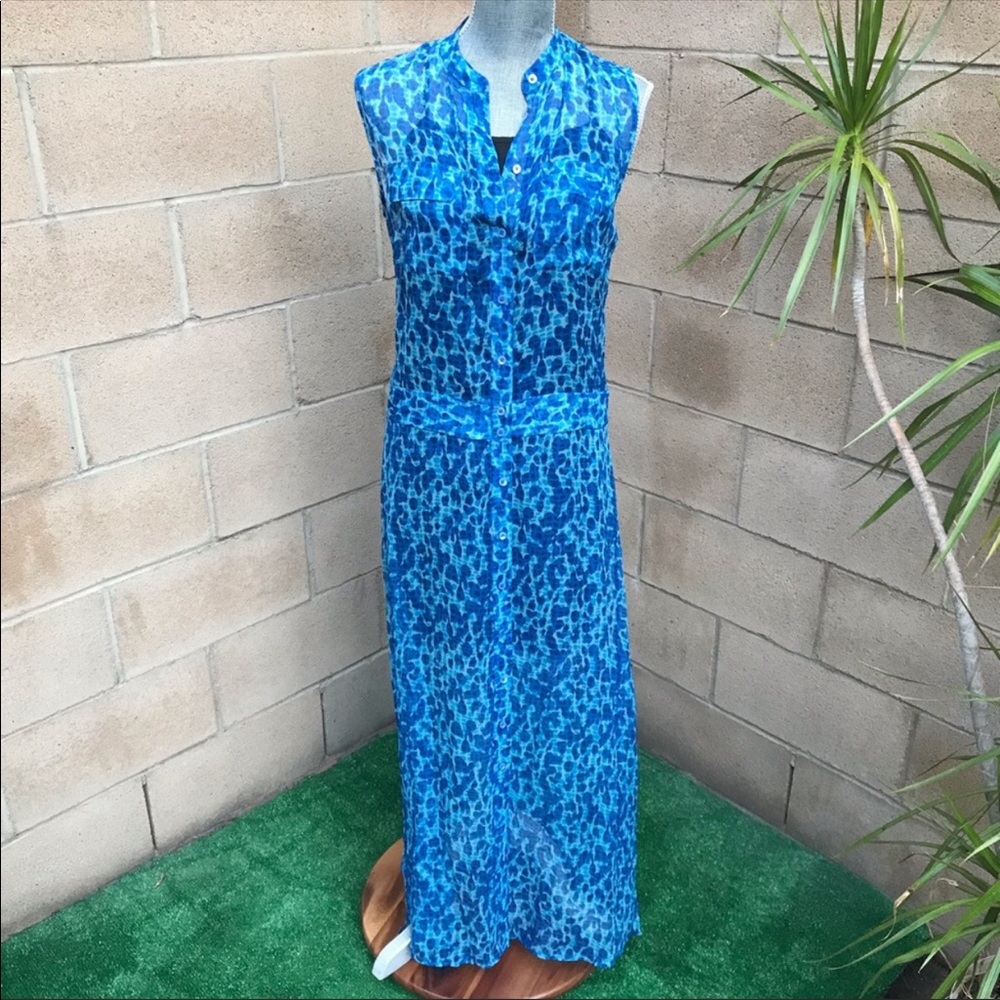 NWT EQUIPMENT Femme 100% Silk Blue Maxi D…